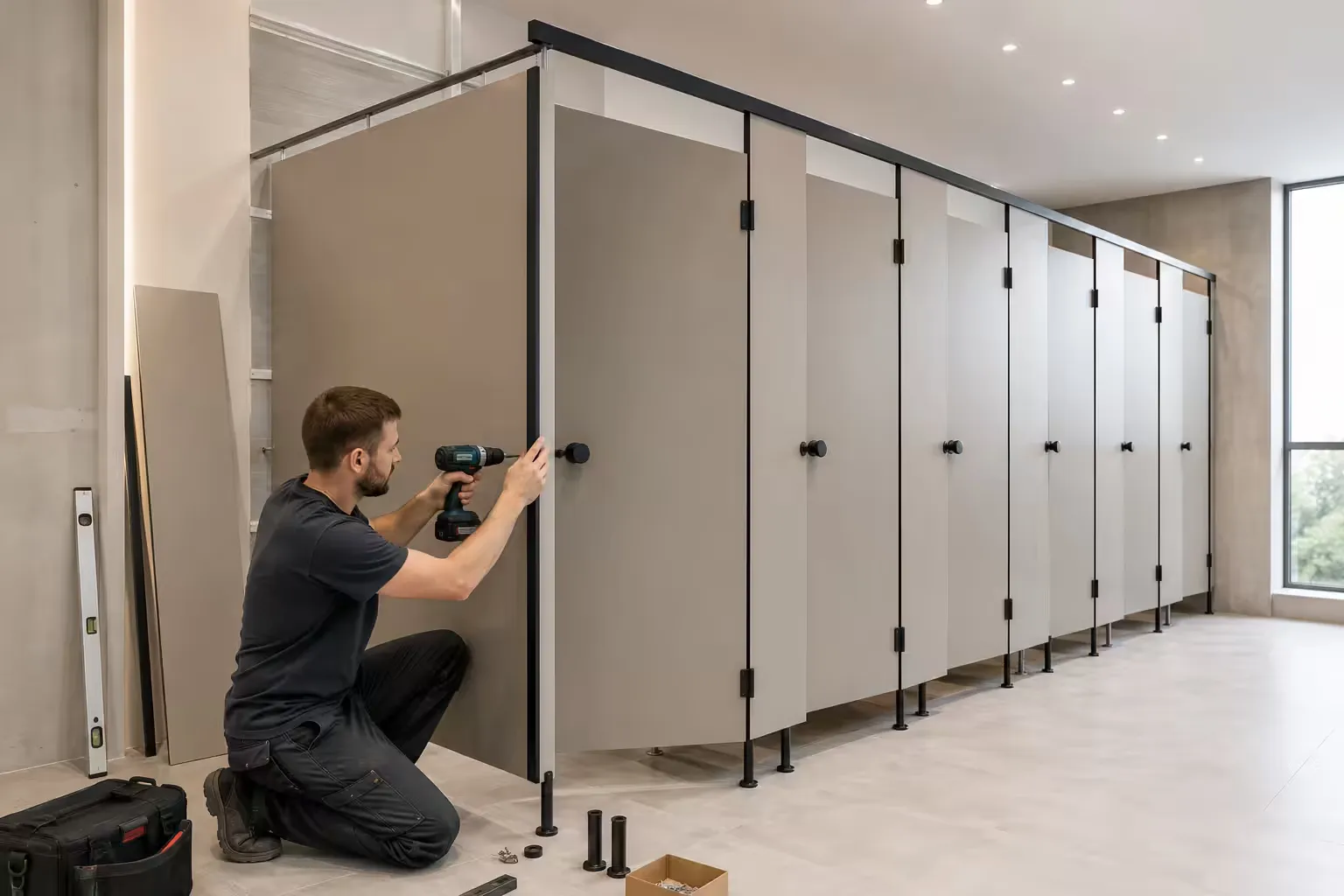 WC Trennwand mit Tür